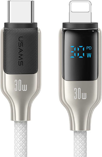 Usams Braided USB-C to Lightning Cable 30W Λευκό 1.2m DM121299