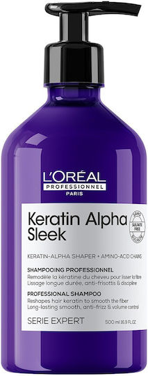 L'Oréal Professionnel Keratin Alpha Sleek Шампоан Възстановяване и Подхранване и Обем за Непокорна Коса 500ml