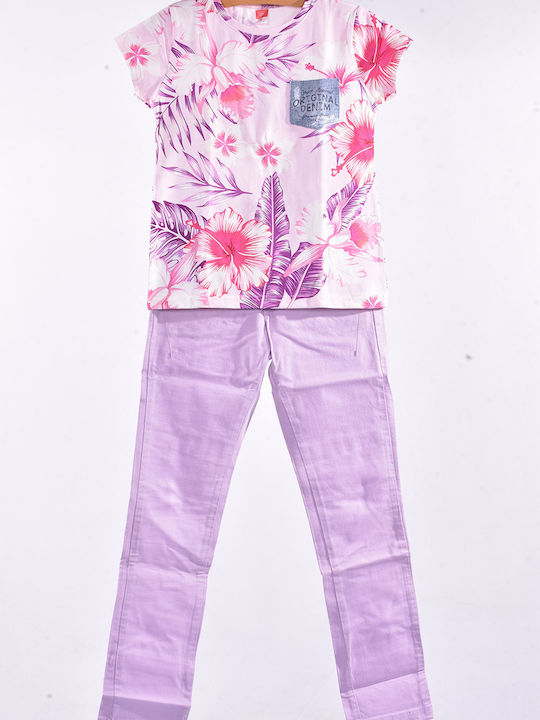 Kids Clothing Set with Pants Summer 2 Pieces Lilac C