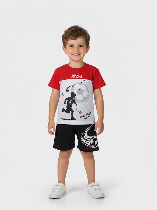 Set Pentru Copii Cu Pantaloni Scurți Vară 2 Bucăți Roșii