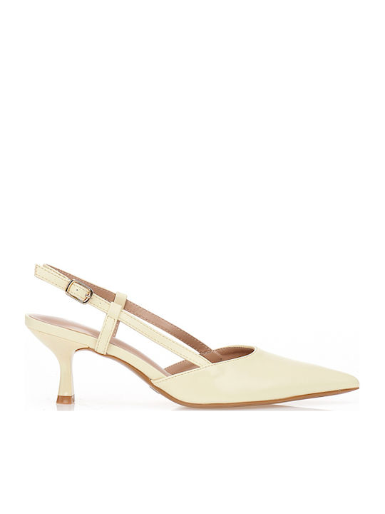 Spitze Pumps mit Riemen & Mittlerem Absatz Gelbe
