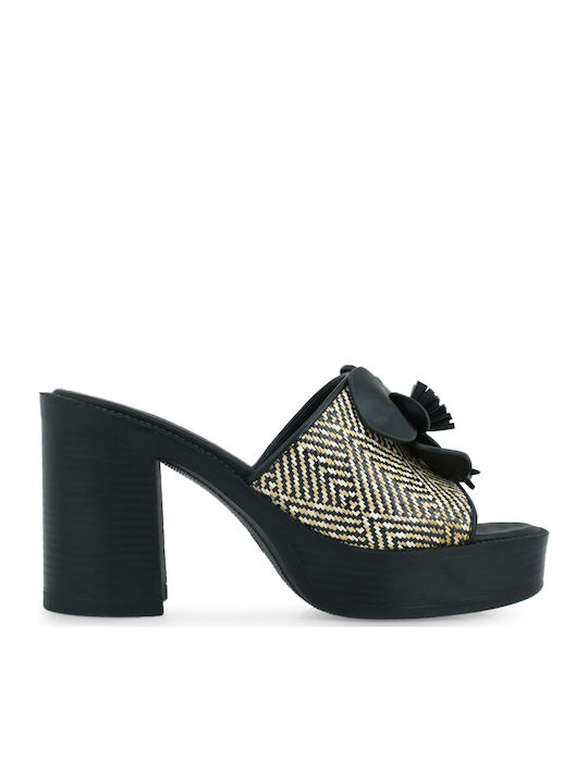 Mules With High Heel In Black Colour