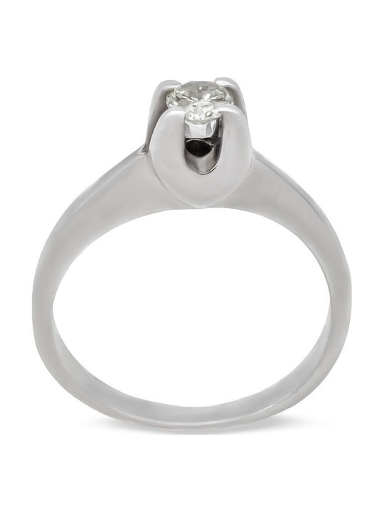 Savvas Design Single Stone Ring in 18K White Gold