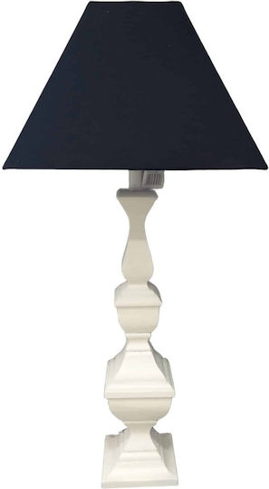 Art et Lumiere Wooden Table Lamp with Black Shade and White Base