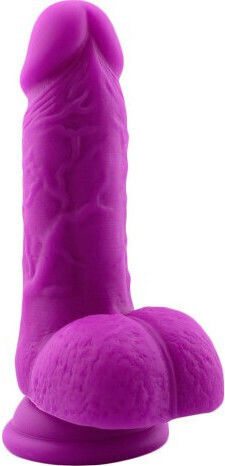 Dildo Realistic Cu Scrotum Și Ventuză Violet 15cm