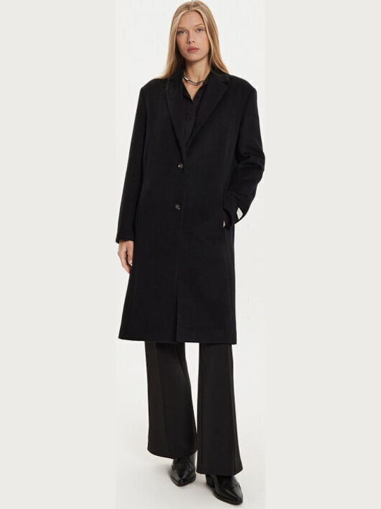 Calvin Klein Μάλλινο Γυναικείο Black Παλτό με Κ...