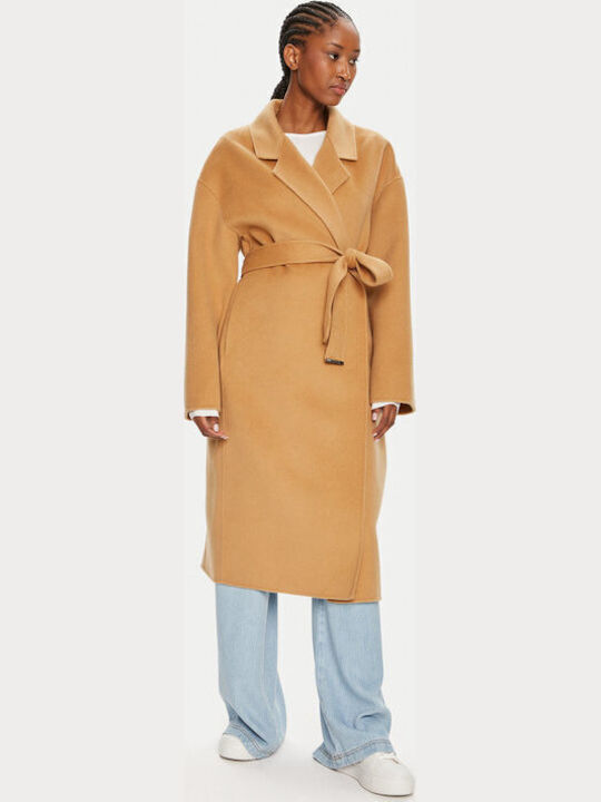 Calvin Klein Μάλλινο Γυναικείο Παλτό Beige Over...
