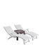 Șezlong Aluminiu Bej Set Cu Masă 2 Buc 170x52cm