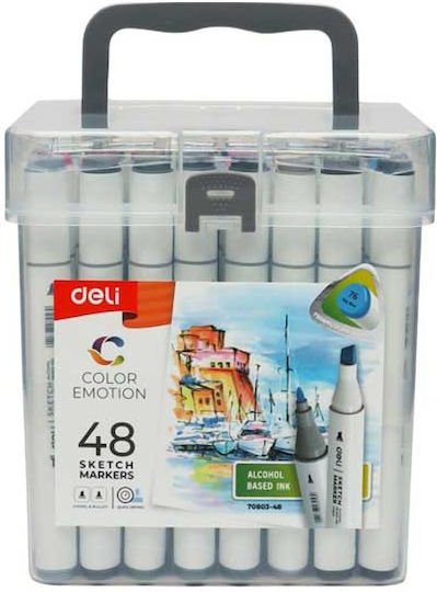 Deli Drawing Markers 1mm Thin Double-Tipped Set 48 Colours