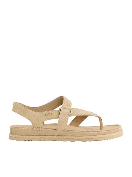 UGG Δερμάτινα Γυναικεία Σανδάλια Μπεζ / Μπεζ