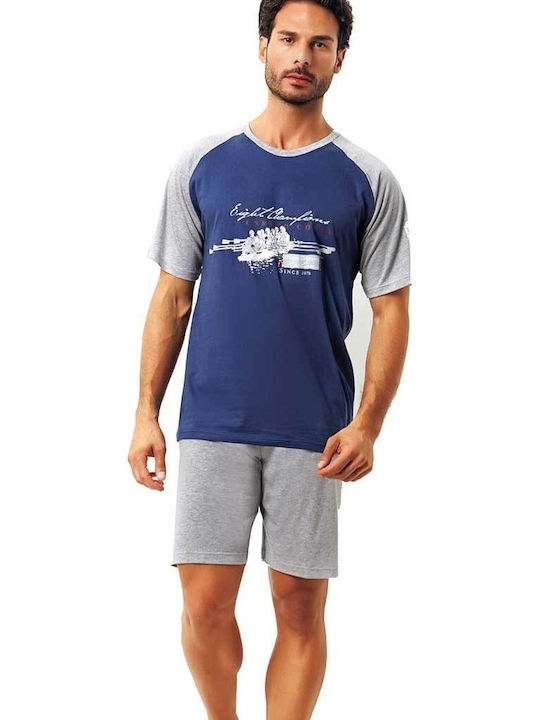 Enrico Coveri Sommer Herrenpyjama Grau Melange