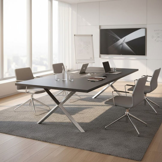 Besprechungstisch Für 10 Personen Anthrazit Silber 240x120x75cm