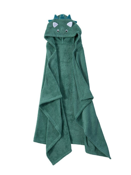 Nef-Nef Homeware Baby Bath Towel-Bathrobe with Hood Dino Green 70x120cm