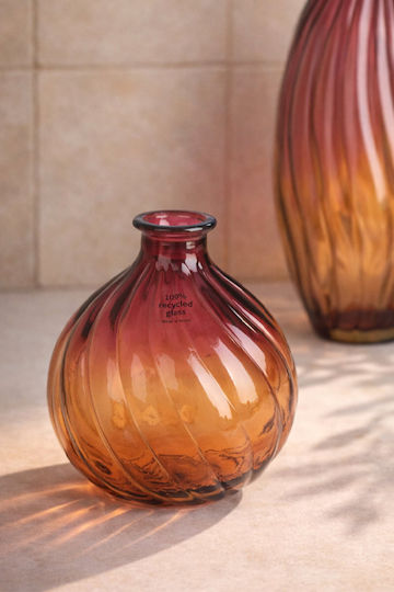 Kaemingk Decorative Glass Orange Vase 17x17xH17cm