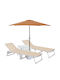 Șezlong Ușor Bej Set Cu Masă 2 Buc 188x56cm