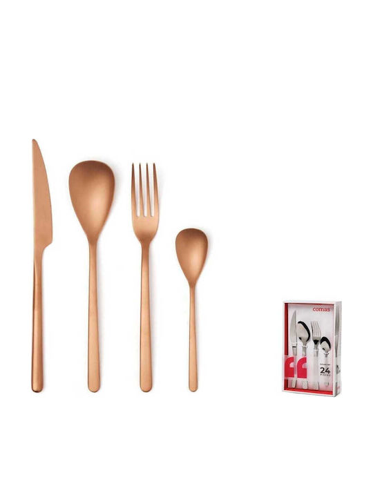 Comas Cutlery Set Stainless Steel Copper 24 Pieces