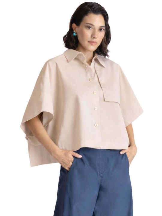 Moutaki Short Sleeve Women's Shirt Beige