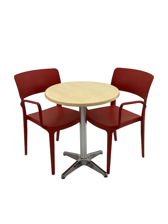 Set Sala De Mese Pentru Spații Exterioare Mici Maple 3 Piese Roșu