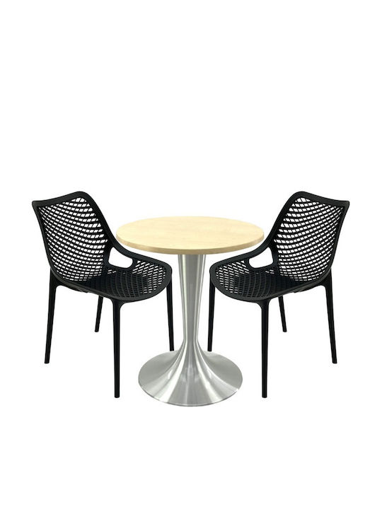 Set Sala De Mese Pentru Spații Exterioare Mici Maple 3 Piese Negru