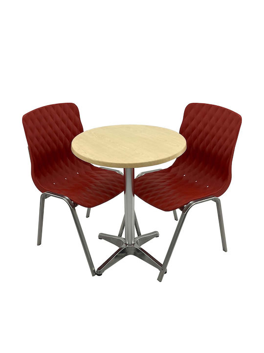 Set Sala De Mese Pentru Spații Exterioare Mici Maple 3 Piese Roșii