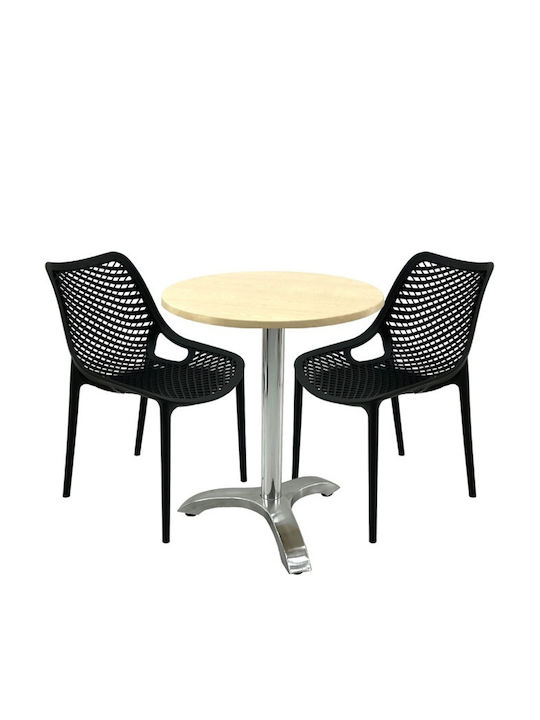 Set Sala De Mese Pentru Spații Exterioare Mici Maple 3 Piese Negru