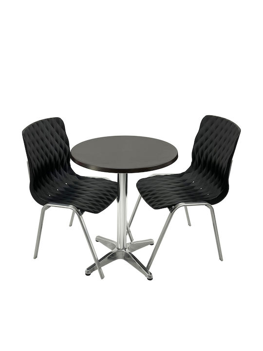 Set Sala De Mese Pentru Spații Exterioare Mici 3 Piese Negru