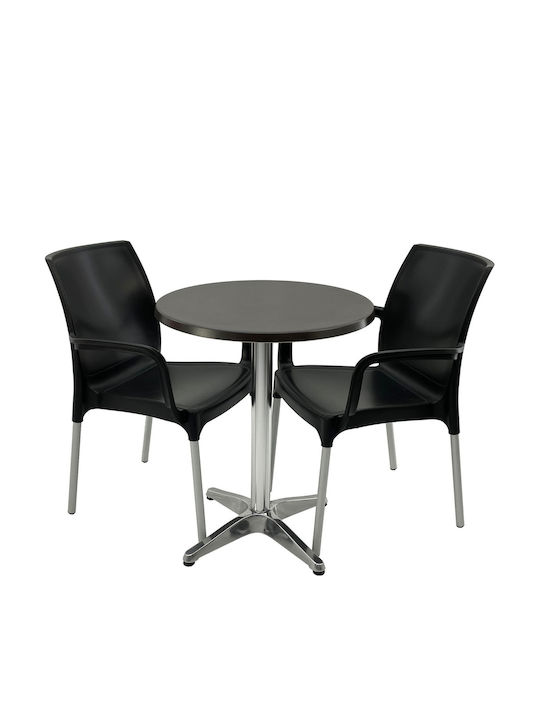 Set Sala De Mese Pentru Spații Exterioare Mici Terrace 3 Piese Negru