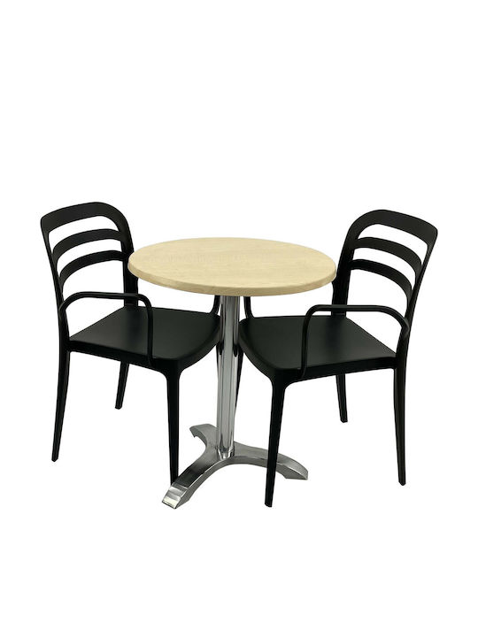 Set Sala De Mese Pentru Spații Exterioare Mici Maple 3 Piese Negru