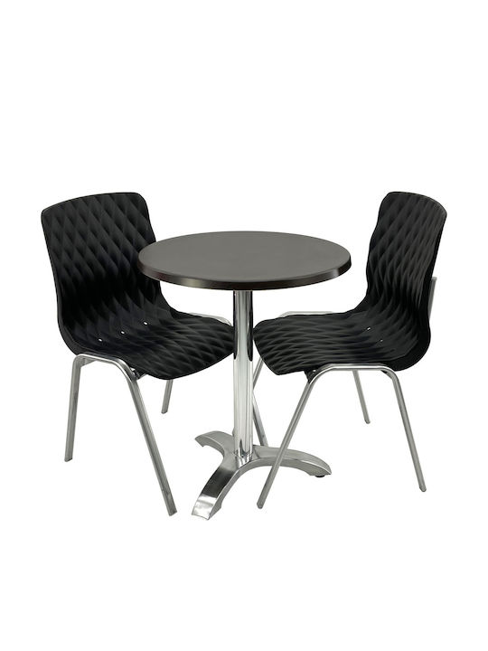 Set Sala De Mese Pentru Spații Exterioare Mici 3 Piese Negru
