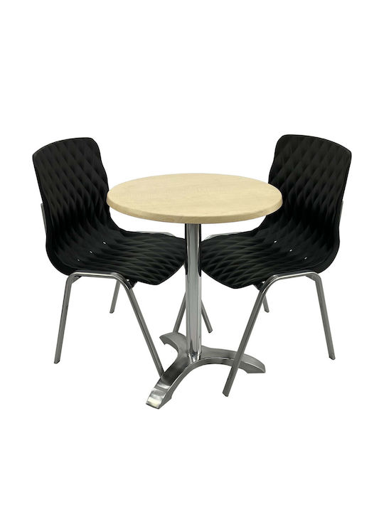 Set Sala De Mese Pentru Spații Exterioare Mici Maple 3 Piese Negru