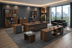 Set Colțar Birou 7 Bucăți - Nuc/Antersit 140x60x73.8cm