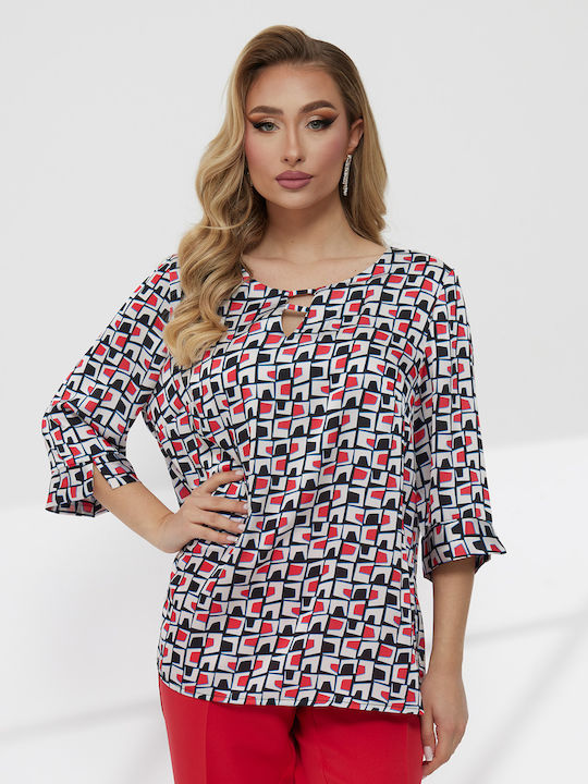 Women's Blouse with V-Neck Red