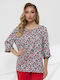 Women's Blouse with V-Neck Red