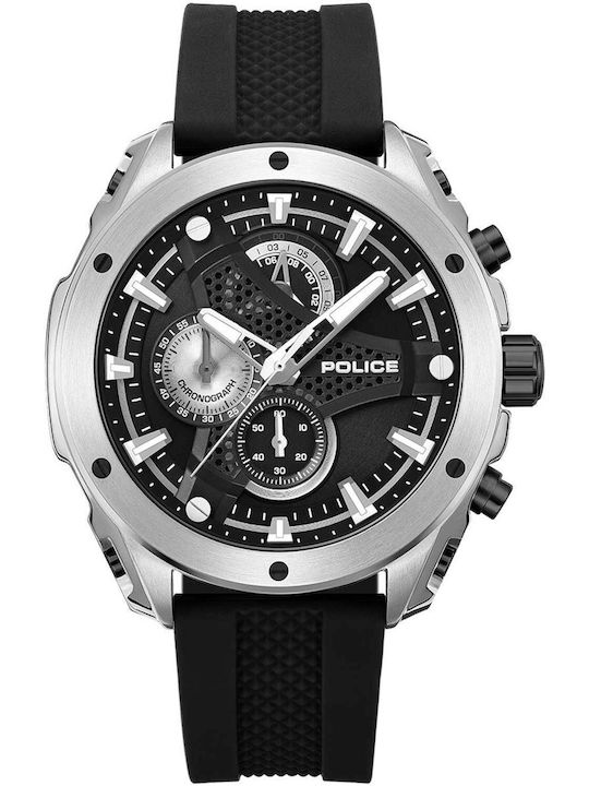 Police Ανδρικό Ρολόι 45mm Χρονογράφος Μπαταρίας σε Μαύρο Χρώμα