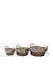 Set Coșuri Decorative Din Paie Cu Mâner Maro 3 Bucăți