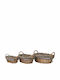 Set Coșuri Decorative Din Paie Cu Mânere Maro 3 Bucăți