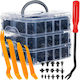 Set 620 Universal Car Clips 5 Extractor Keys 16 Types Pins 18 Different Sizes Plastic Black Storage Box
