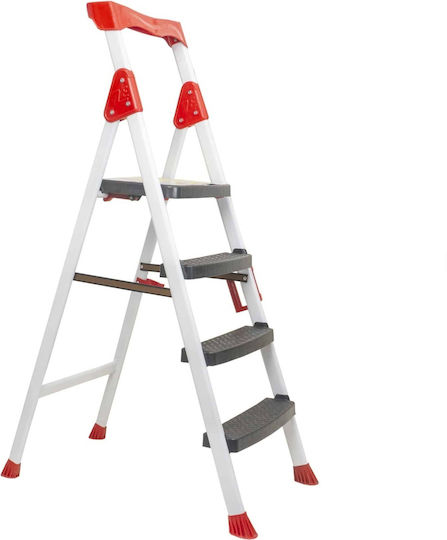 Metal Ladder 3 Steps Plus Platform White Z-tools Zln 0683