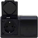 Black Double Socket Cover Hermes 16a/250v Ip44 Elpl-0325-09