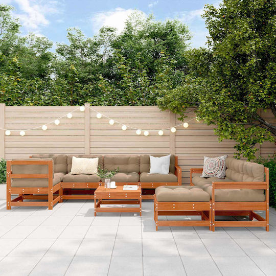 Garten- und Outdoor-Möbelsets 10 Stück mit Kissen