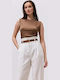 Women's Summer Sleeveless Blouse Brown