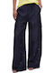 Women's Fabric Cargo Trousers with Rubber Band Blue TA6201T345A C3885