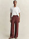 Women's Linen Trousers in Loose Fit Burgundy