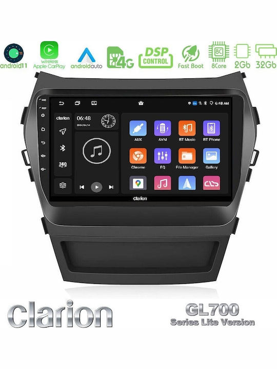 Clarion Car Audio System for Hyundai iX45 2012-2017 Bluetooth USB WiFi GPS Apple CarPlay Android Auto with 9" Touch Screen