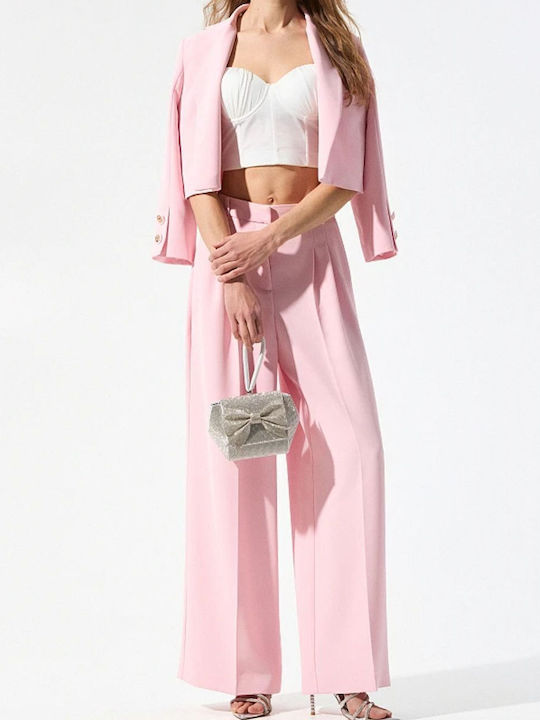 BSB Pantaloni Dama Crep Regular Roz