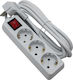 Power Strip 3 Sockets with Switch and 5m Cable