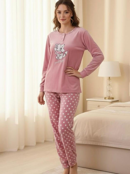 Winter Damen Schlafanzug & Pyjamas Rosa