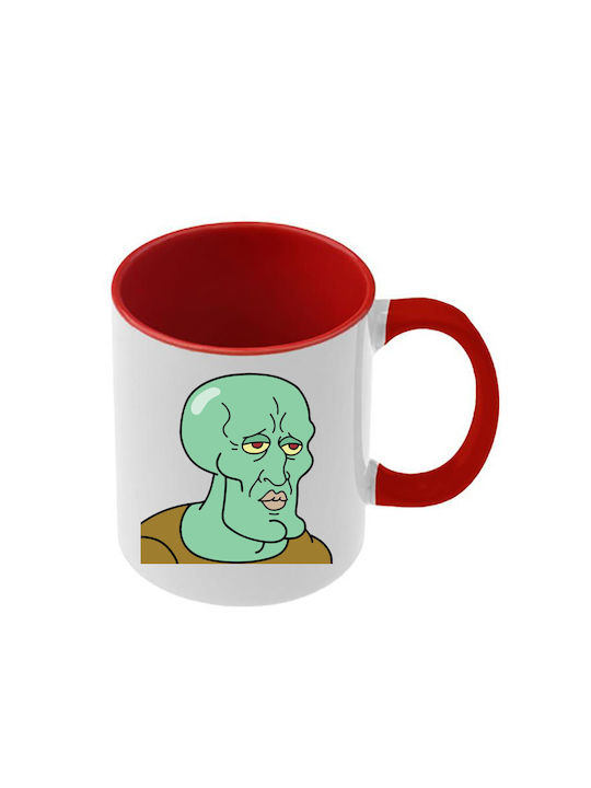 SpongeBob Mug Red Handle Interior