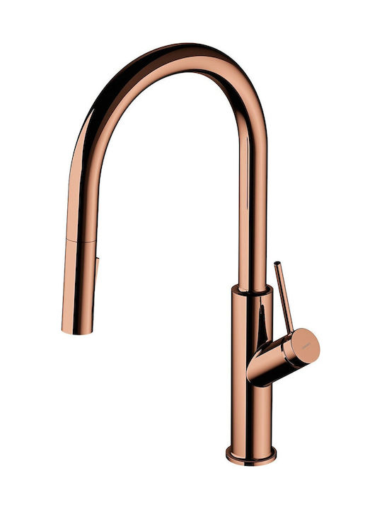 Omnires Kitchen Faucet Counter with Shower Copper