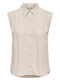 Sleeveless Women's Linen Shirt Beige